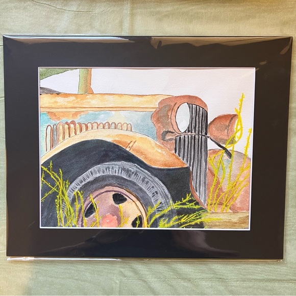 Watercolor Automotive Rustic Truck Wall Art Painting Framed in Acid Free Art Kit - Picture 2 of 4